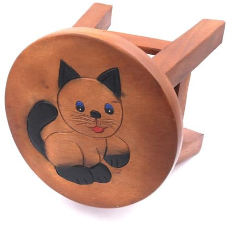 ROMBOL Handgefertigter Kinderhocker, Holz, Kinderhocker:Katze