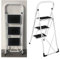 3 Step Ladder, Heavy Duty Safety Steel, Folding, Portable with Anti-Slip Tread Feet, UK Stock