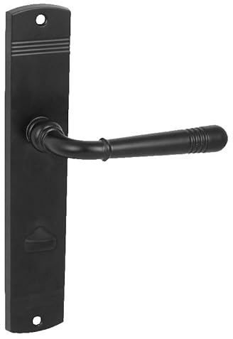 domino Türgriff LOFT BLACK - Drückergarnitur WC/Bad Set 78 mm | L-Form Türklinke aus Znal in Schwarz für Badezimmer & WC-Türen