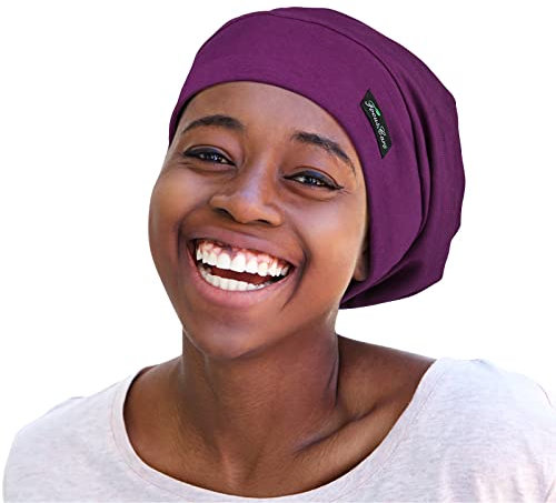 Mit Satin gefütterte Schlafmütze für Damen mit kurzem, lockigem Haar, verstellbar, extra groß