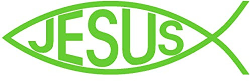 Samunshi® Aufkleber Christenfisch mit Jesus Church Fische Gott Symbol für Auto Motorrad Kirche lind grün 20 x 6cm - Taufe Firmung Ichthy