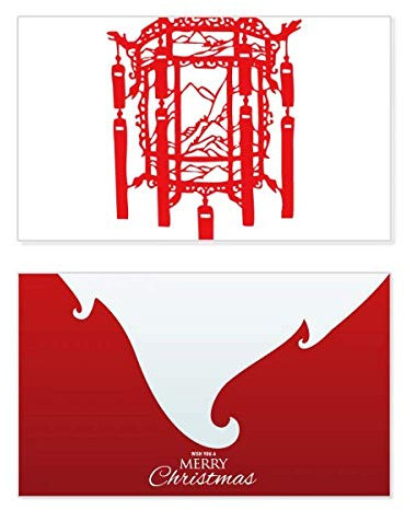 Lanterne rouge chinoise coupe papier fête joyeux Noël message vintage