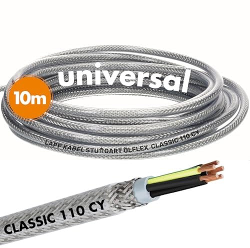 10 m Lapp 1135204 Oliflex Classic 110 CY - Cavo di controllo schermato 4 x 1 mm² con conduttore di protezione verde e giallo, cavo schermato a 4 fili