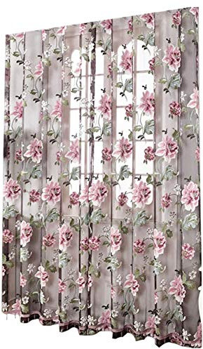 100 * 200CM Elegant Net Curtains Floral Tulle Voile Door Window Curtain Drape Panel Sheer Curtains