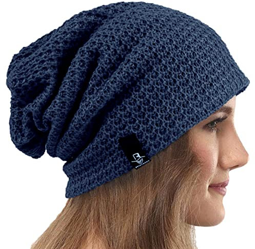 VECRY Damen Lässige Mütze Stricken Baskenmütze Gerippte Schädelkappe Winter Sommer Hüte (Comb Marine)