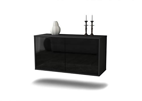 Dekati Lowboard Münster hängend (92x47x35) Korpus anthrazit matt - Front Hochglanz Schwarz - Push to Open