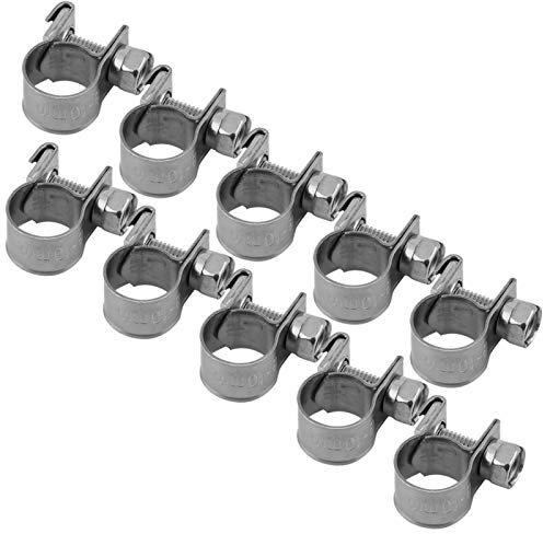 6-20mm T-Bolt Clamp 304 Stainless Steel Pipe Clamp Heavy Duty Hose Clamp (Pack of 10)[8-10Mm]