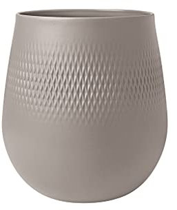 Villeroy & Boch - Manufacture Collier taupe, große Vase Carré, 23 cm, Premium Porzellan, Taupe