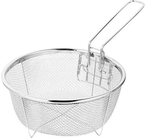 YARNOW Acier Inoxydable Friteuse Panier Panier de Friture avec Poignée Friteuse Passoire Ronde Fil Skimmer pour La Maison Restaurant