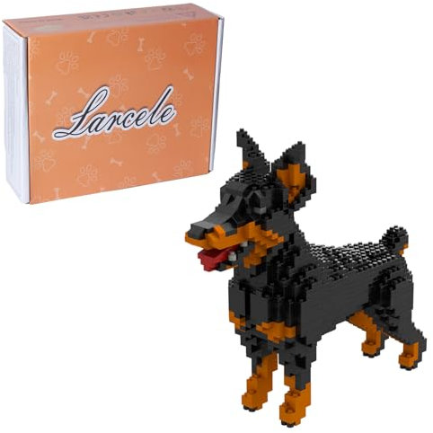 Larcele KLJM-057 pièces - Kit de jouets - Mini blocs de construction - Briques d'animaux - Réutilisables - KLJM-05 (Doberman)