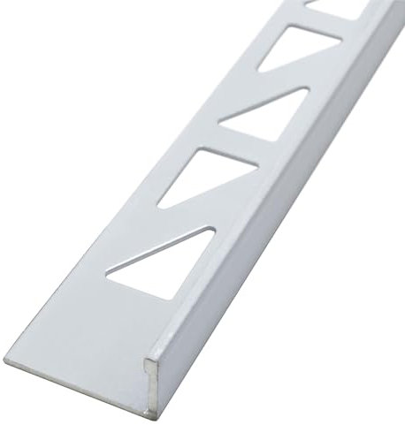 Dalsys Fliesenschiene Winkelprofil Aluminium (eloxiert) Weiß 2,5m x 8mm, Fliesenprofil