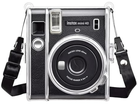 Rieibi Mini 40 Tasche, Hart PVC Hülle für Fujifilm Instax Mini 40 Sofortbildkamera, Schutzhülle mit abnehmbarem Schultergurt