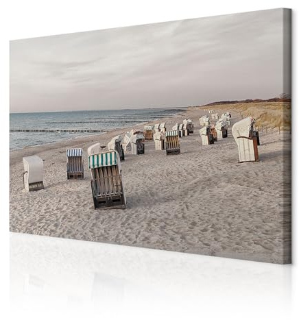 decomonkey Akustikbild Strand Meer 120x80 cm 1 Teilig Leinwand Modern Leise | Bilder, Wandbilder XXL, Schallschlucker, Schallschutz, Akustikdämmung, Wandbild, Deko, Landschaft, Natur