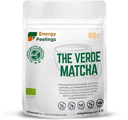 Energy Feelings Tè Verde Matcha in Polvere BIO 100 g. Matcha Giapponese Qualità Premium, Slim, Proprietà Antiossidanti Senza Glutine e Vegano