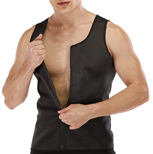 FEimaX Herr bastu svett väst midja tränare fitness bantning shapewear träningsoverall svettväst neopren hot tank top bastukostymer korsett body shaper