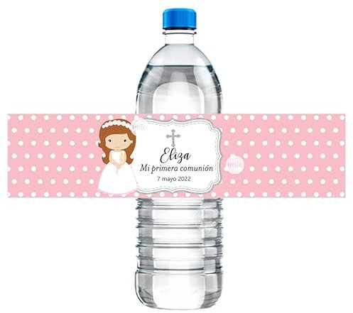 20 Piezas Etiquetas De Primera Comunión Botella Etiquetas Adhesivas De Primera Comunión Pegatinas Personalizadas Para Botellas Para Bautizo (5x21 cm (2 x 8.2), A)
