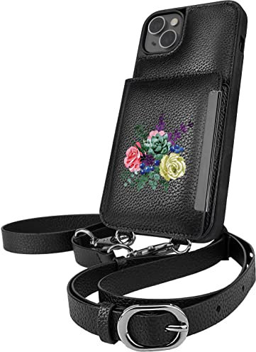 Smartish iPhone 14 Plus Crossbody Wallet Case – Dancing Queen [Geldbörse/Clutch mit abnehmbarem Riemen und Handgelenk] Schutzhülle mit Kreditkartenfach – Catch The Bouqet