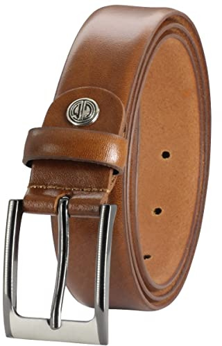 LINDENMANN Leder-Gürtel Herren, Anzug-Gürtel Herren 30 mm breit, Gürtel Herren, Rindledergürtel cognac, Farbe/Color:braun, Size US/EU:Bundweite 110 cm Gesamtlänge 125 cm W 43.5 XL