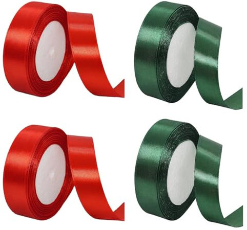 Schleifenband Weihnachten 88 Meters,funvce Rot/Grün Geschenkband zum Basteln Geschenk Verpackung (Bunt-1)