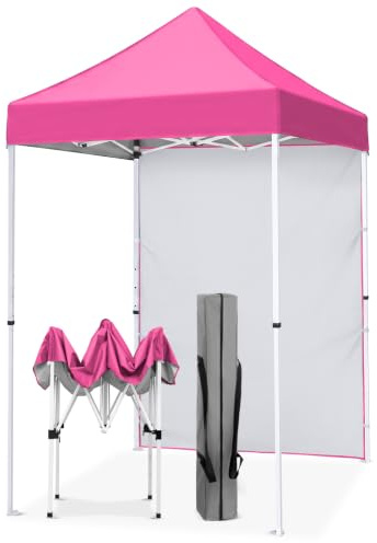 EAGLE PEAK Pop up Canopy 1.5x1.5m, Outdoor Portable Canopy Zelt mit Einer abnehmbaren Sonnenwand, Tragetasche enthalten, Rosa