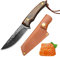 Fubinaty Chef Knife 4 Inch BBQ Knife Handmade Forged Meat and Fruit Knife High Carbon Steel Small Kitchen Knives with Full Tang Wood Handle and Sheath for Home, Restaurant