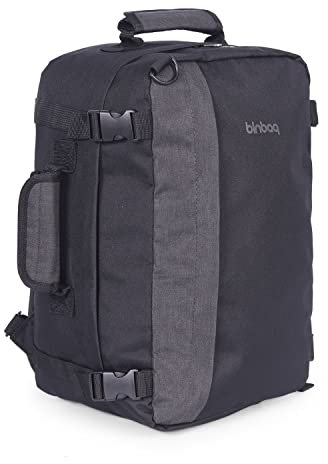 Blnbag M5 – 40x20x25 cm, Freigepäck Kabinenrucksack Ryanair, Under-Seat Backpack Reisetasche, bequemes Packen wie beim Koffer, 20L, Schwarz