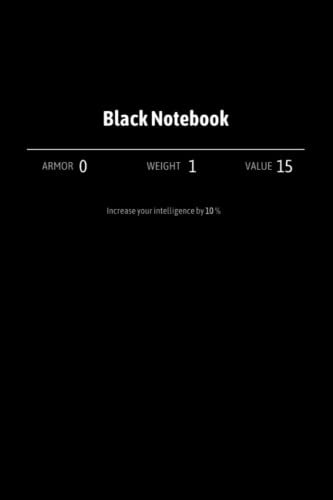 Black Notebook, Inspired by Skyrim - Size 6 x 9 - Black Notebook Blank Edition Paper Diary - Notebook 100 Pages