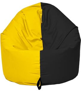 Momiralland Sitzsack 2 in 1 Funktion für bequemes Sitzen & Liegen – Indoor & Outdoor da er Wasserfest ist – Bdenkissen – für Kinder & Erwachsene (Schwarz - Gelb, 145 cm - Durchmesser)