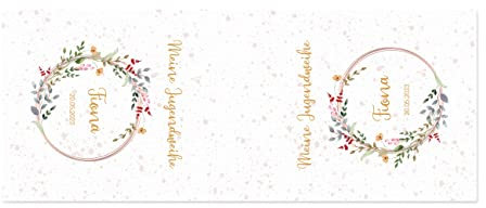 Herz & Heim® Tischläufer zur Jugendweihe 40 x 150 cm - Personalisiert mit Namen Blumen