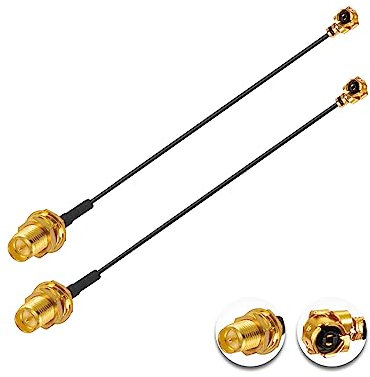 Vecys 2PCS U.F.L1 zu RP-SMA Buchse Low Loss Koaxialkabel 4 /10CM U.F.L1 1.13mm Mini-Koaxial Pigtail Kabel für Wireless Router Mini PCIE Netzwerkkarten PCI Wi-Fi WAN Repeater