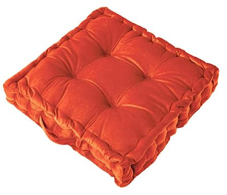 Aixingxing Bodenkissen für Sitzgelegenheiten 15, Quadratische Samt Boden Kissen Sitzen Meditation Kissen mit Griff Thicken Portable Kissen für Yoga Wohnzimmer Balkon Schlafzimmer Tatami Orange