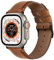 Fullmosa Vera Pelle Cinturino Compatibile Apple Watch Cinturino 44mm 45mm 46mm 49mm 42mm Uomo Donna, Cinturini per Apple Watch Ultra/Ultra 2 SE Serie 10 9 8 7 6 5 4 3 2 1, Marrone+Fibbia Nera