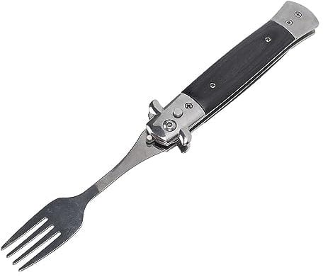 Fockety Tenedor Plegable, Tenedor de Acero Inoxidable Reutilizable Plegable automático para Viajes al Aire Libre Vajilla Senderismo Supervivencia, Cubiertos de Camping de Apertura rápida