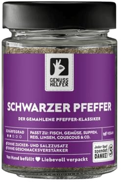 Bremer Gewürzhandel schwarzer Pfeffer, gemahlen, scharfer Pfeffergeschmack, vielseitig einsetzbar zum Kochen und Backen, intensives Aroma, 85g im Glas