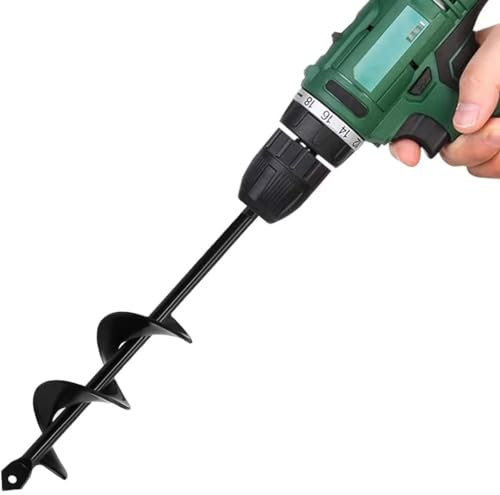 Berfea Auger Drill Bit, 1.6 x 9, Heavy Duty Steel, Spiral Flute, Hex Shank, for Post Hole Digging, Planting Bulbs, Cultivating, 1 count