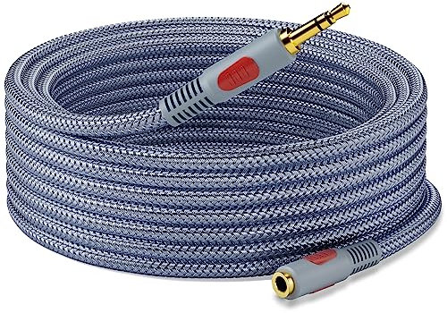 Ruaeoda Cavo di prolunga per cuffie da 7,6 m, a doppia schermatura, da maschio a femmina, cavo di prolunga AUX stereo da 3,5 mm, cavo di prolunga AUX lungo 1/8