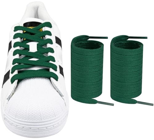 Endoto Cordones para Adidas Superstars Grand Court, Agujetas cordón de repuesto planos gruesos para zapatillas Shoelaces Laces (Verde, 55 pulgadas)