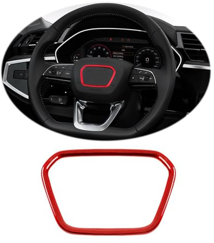 ontto Auto Lenkrad Dekorativer Ring Innenzubehör Passt für Audi SQ5 Sportback Q3 Q5L Q5 Q7 Q8 A4 2019-2024 Lenkrad Logo Aufkleber Emblem Trim Abziehbilder Abdeckung für Autozubehör-E Rot
