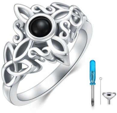 HUKKUN Hexen Urnen Ringe Damen Silber 925 Hexen Mini Urne für Asche Andenken an Verstorbene Asche Schmuck zum Befüllen (59(19))