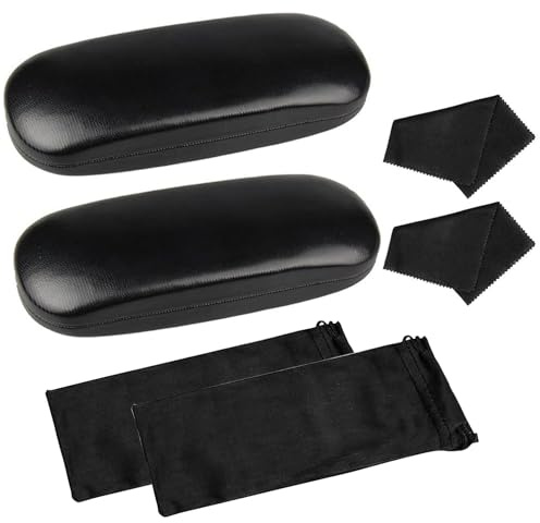 SMYJDMM Brillenetui Hardcase, 2 Stück, Hartes Brillenetui, Glascaseset mit Mikrofasertuch und Brillensack für Damen und Herren