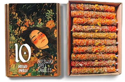 Phoenix Candle Company - 10 x verkleidete Bienenwachskerzen (Energieschub) - Aromatische Kräuter - Zauberkerze
