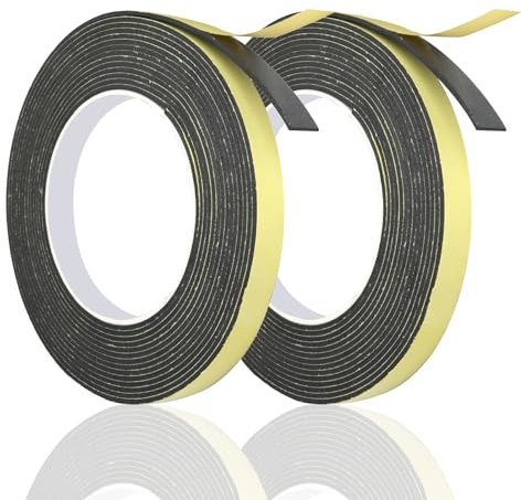 Hukneqn 2 Rollos Junta Vitroceramica, Cinta Selladora de Espuma Adhesiva para Cocina 10m x 2mm x 10mm, Ideal para Encimeras y Placas Vitrocerámicas, Alta Resistencia a la Temperatura, Total 20m