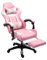 Home Treats Gaming Chair Fabric with Footrest, Pink & White - Computer Chair with Massage Added Lumbar Support, Height Adjustable Gaming Chair with 364° Rotating Seat(Pink & White)