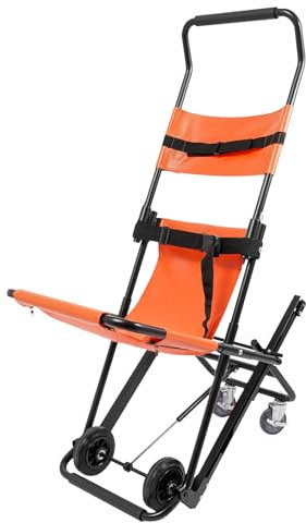 MINRS Sedia per scale anziani, pieghevole, con cinture di sicurezza, per adulti, trasporto manuale, per scale, sedia a rotelle (arancione)