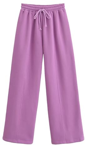 Womens Stretch Waisted Casual Outdoor with Pocket Women's Zipper Pilot Sport Loose Wool Pants Can Can Pants (Purple, M)