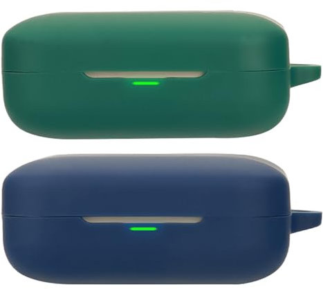 Akanry 2 Pieces Compatible with Realme Buds Air 7 Headphone Case, [Support Wireless Charging] [4tectora Shockproof Case] Silicone Keyboard Case for Headphones (Blue Green)