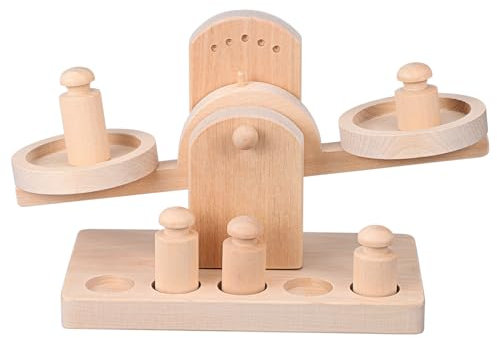 UPKOCH 1 Satz Holzwaage für Mathe Lernspielzeug Gleichgewicht und Rechenfähigkeiten Pädagogisches Holzspielzeug für Vorschulkinder mit Gewichten