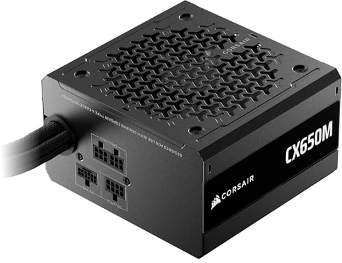 Corsair CX650M (2025) ATX 3.1 PCIe 5.1 - Fuente de alimentación semimodular de 650 W de bajo Ruido con Cable de 12V-2x6 - Cybenetics Bronze Efficiency, LLC Topology, condensadores de 105 °C - Negro