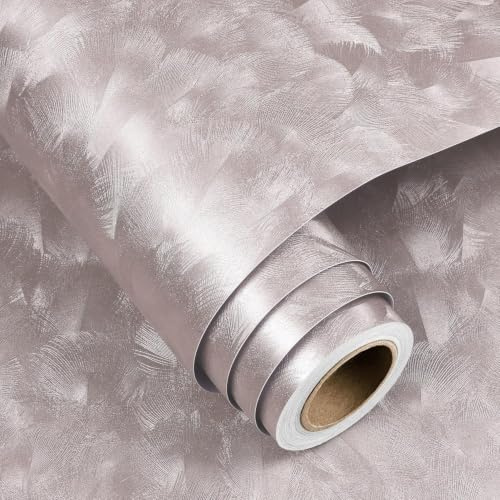 FunStick Tapete Struktur Selbstklebend Grau Lila Klebefolie Möbel Geometrisch Federmuster Metalloptik Folie für Möbel Tisch Arbeitsplatte Möbelfolie Violett Selbstklebende Tapete Badezimmer 40CMx2M