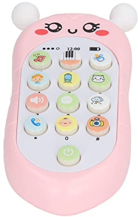 Fdit Jouet de Téléphone Portable pour bébé, Adorable Téléphone Musical de Style Abeille pour Jeu de Rôle Interactif, adapté aux Enfants, alimenté par Batterie AAA (Rose avec lanière)
